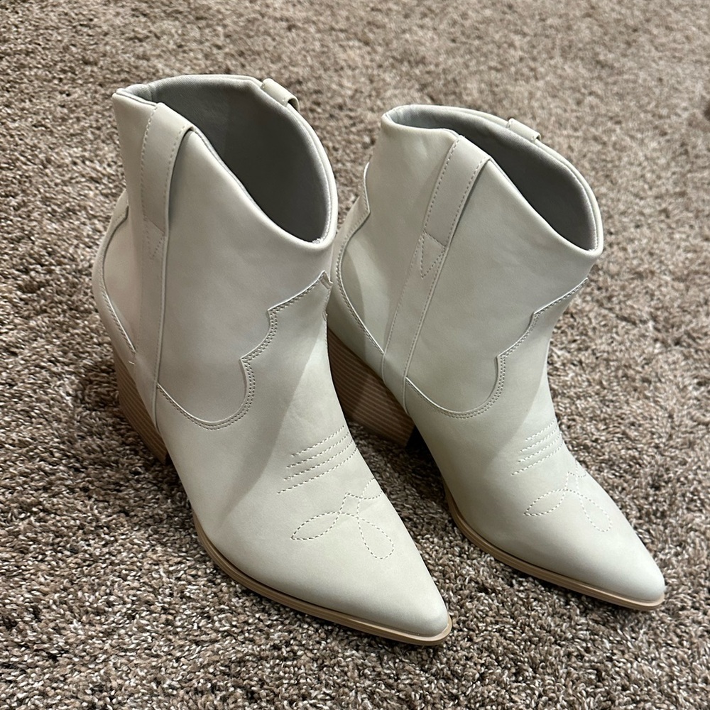 Brand new white booties